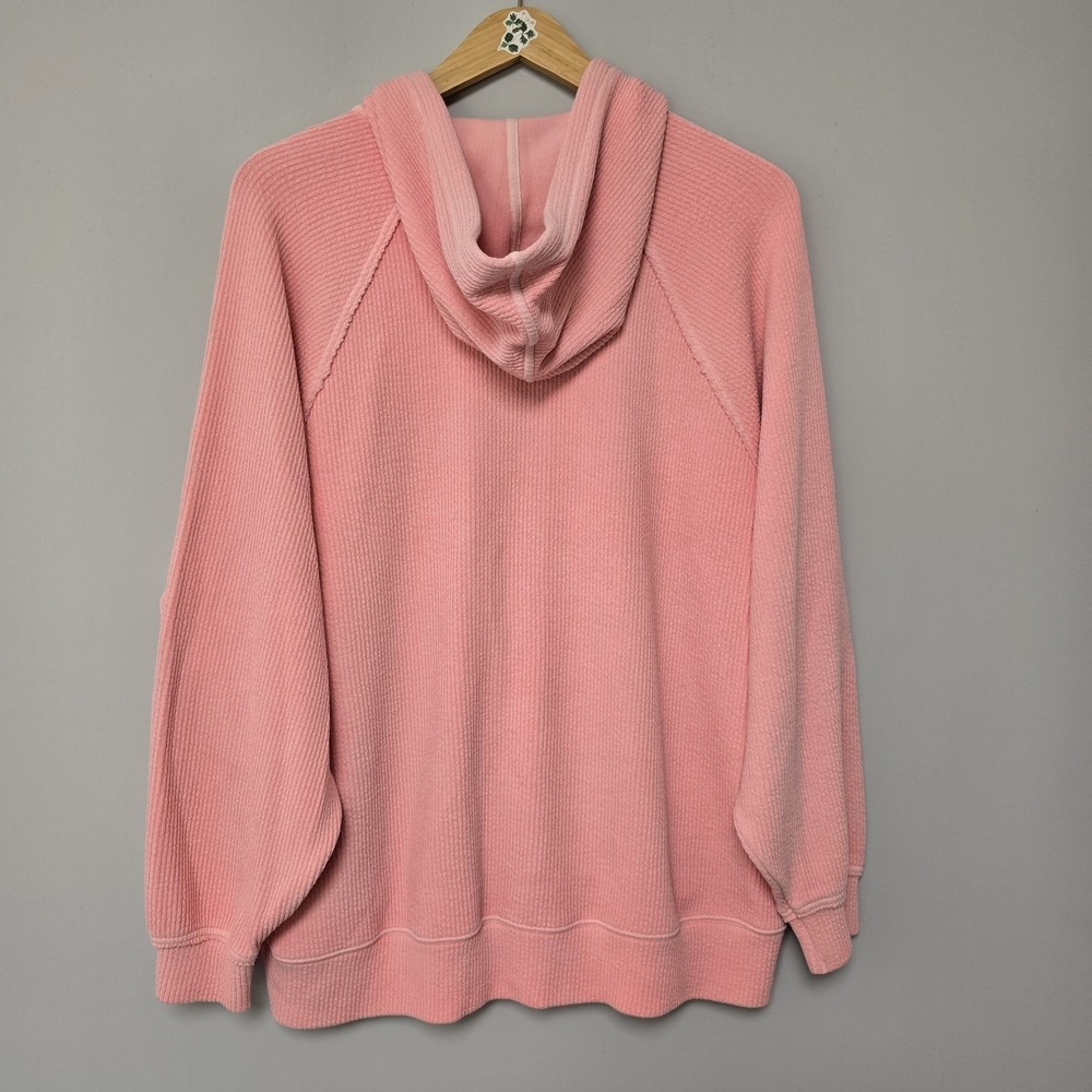 Aerie Wonder Full Zip Hoodie Sweatshirt Size L Pink Oversized Pockets Textured - Picture 5 of 11